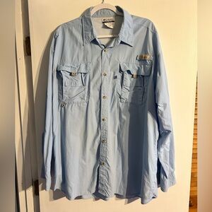Blue Columbia PFG long sleeve fishing button up shirt